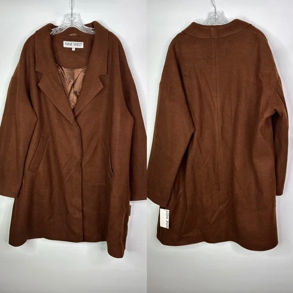 Nine West Women's Rust Brown Wool Blend Peacoat Size XXL NWT