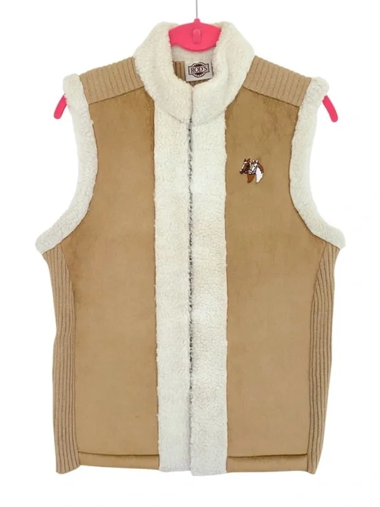 Vintage Horse Vest Faux Suede & Faux Shearling Ribbed Knit Vest Medium