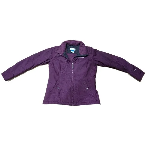Columbia Omni-Shield Jacket Womens Size L‎ Purple Fleece Lined Full Zip Outdoor