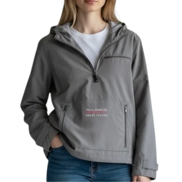 RALPH LAUREN Polo Jeans Company Pullover Raincoat in Gray Size Medium