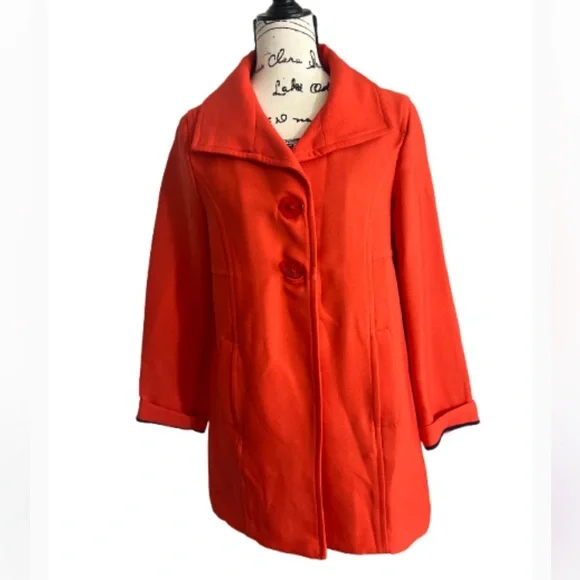 Anthropologie Tailored Chic‎ Vibrant Orange  Trench Coat