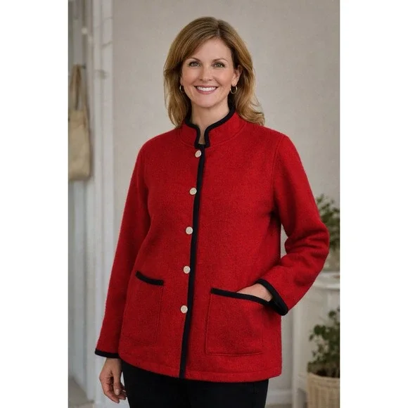 Woolrich Jacket Womens Small Red‎ Wool USA Made Heritage Outdoor Cottage Core