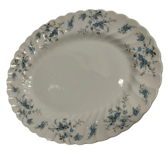 Myott Forget Me Not Blue Floral Oval Platter England Staffordshire Ware‎