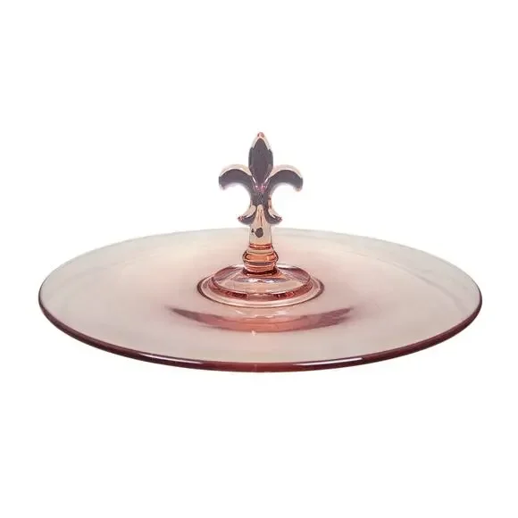 Vintage Fostoria Pioneer Pink Depression Glass Tidbit Center Handle Serving Tray