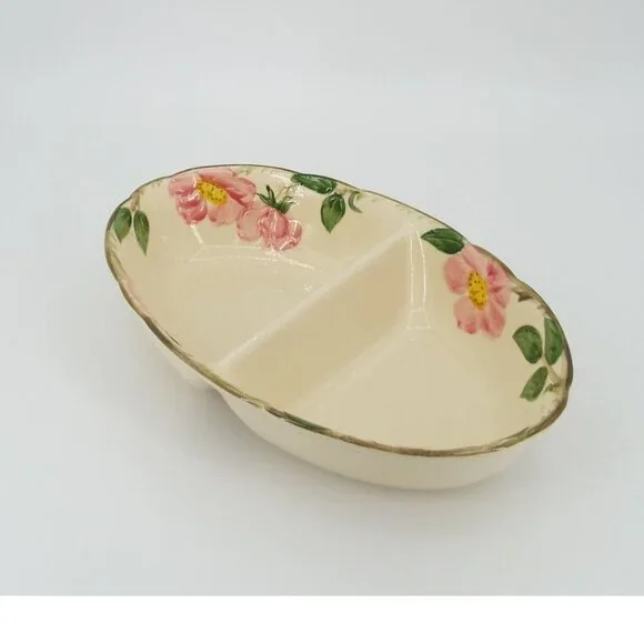 Vintage Franciscan Desert Rose Earthenware Oval Divided Serving Dish