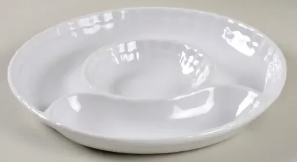 BIA Cordon Bleu White Smooth 3-Part Serving Tray Dish 9 1/4” Discontinued