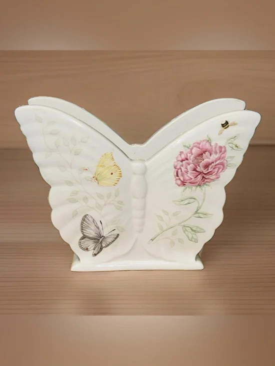 Lenox Butterfly Meadow Figural Napkin Holder Porcelain