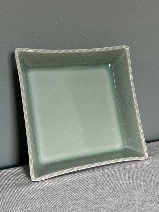 Japanese Square Celadon Green Ceramic Dish