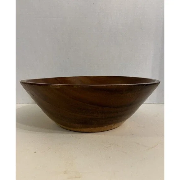 Round Wood Dough Bowl 12” x 4” Farmhouse Variegated Color