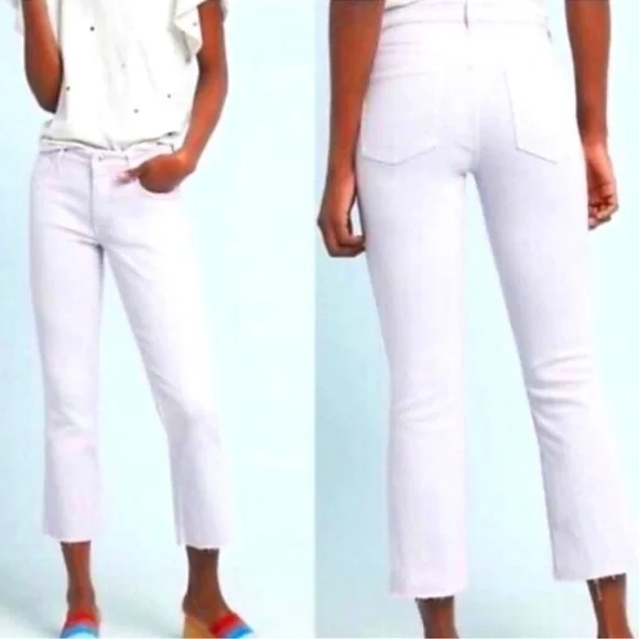 Pilcro & The Letterpress High-Rise Bootcut Crop Distressed Jeans Light P…