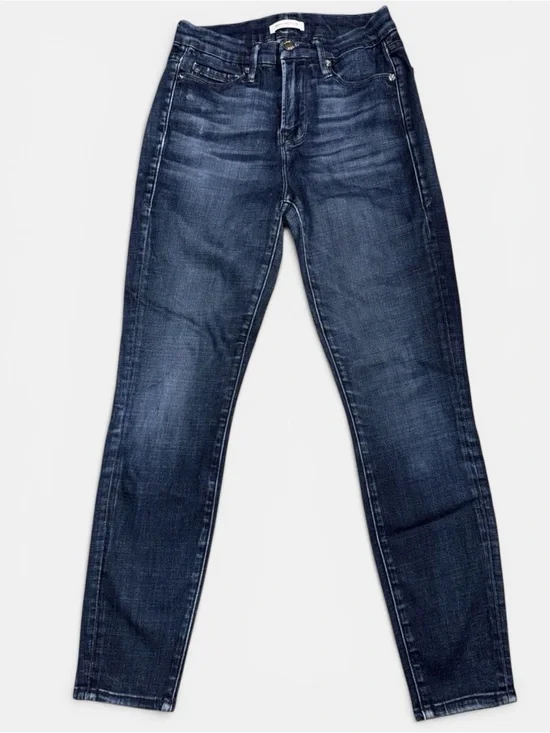 Good American Good Waist Crop Jean Size 00/24 High Rise Dark Wash Skinny Stretch