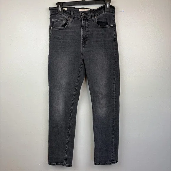 Levis 724 High Rise Straight Jeans Womens 29x28 Gray Premium‎ Stretch Denim
