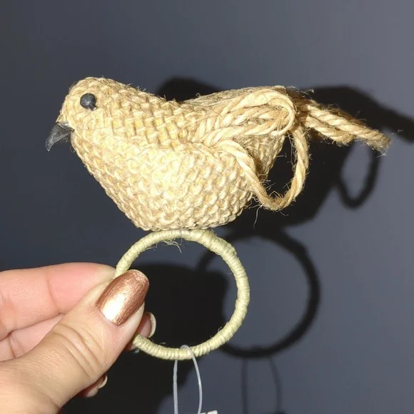 Pier 1 Imports natural fiber bird napkin rings set of 3 NWT tan rustic