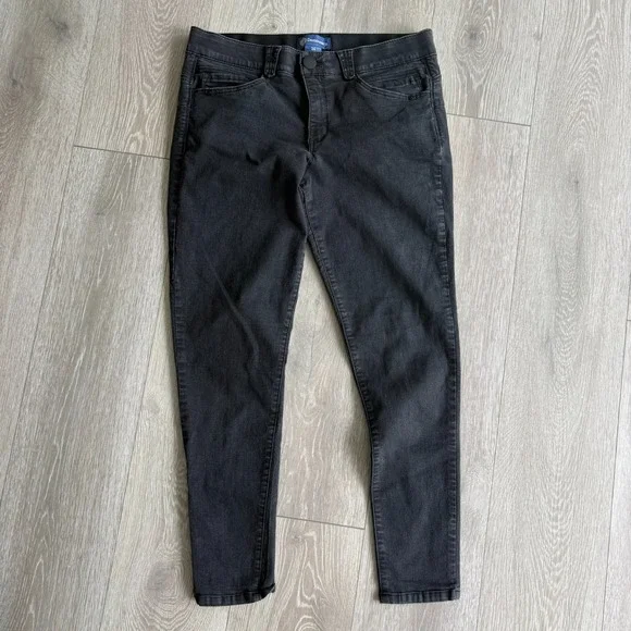 Democracy Womens Charcoal Black Denim Mid Rise Ab Solution Skinny Jeans Size 14