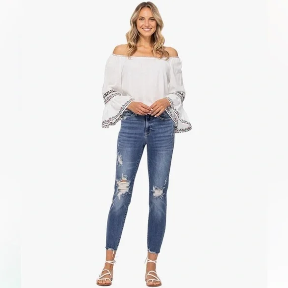 Judy Blue Women's High Waist Destroyed Relaxed Fit Jeans 82306 size 11/30