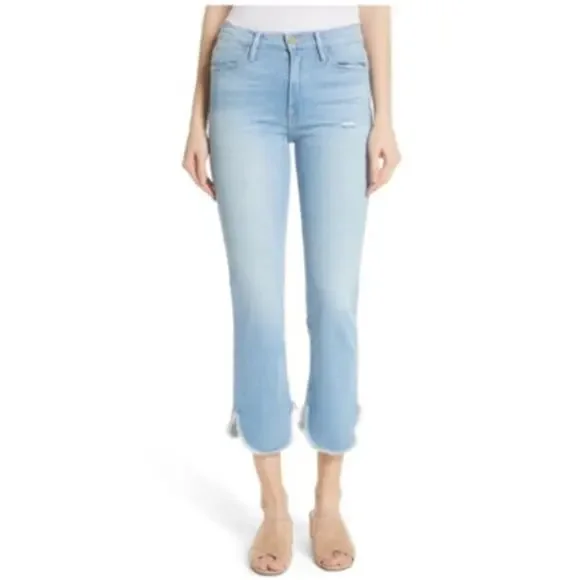 FRAME Denim Le High Straight Jeans in Boxford Distressed Wash Blue Size 29