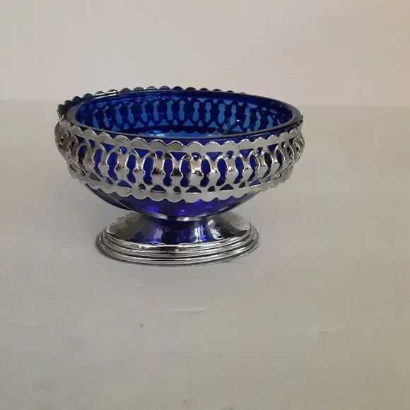Cobalt Bowl w/ Silver Plate Holder Versatile