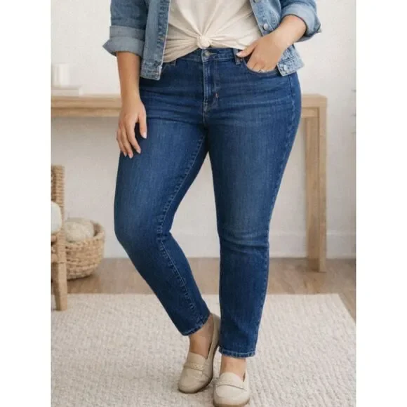 Old Navy Curvy Skinny Jeans Women’s 16 Short Blue Stretch Mid Rise Denim