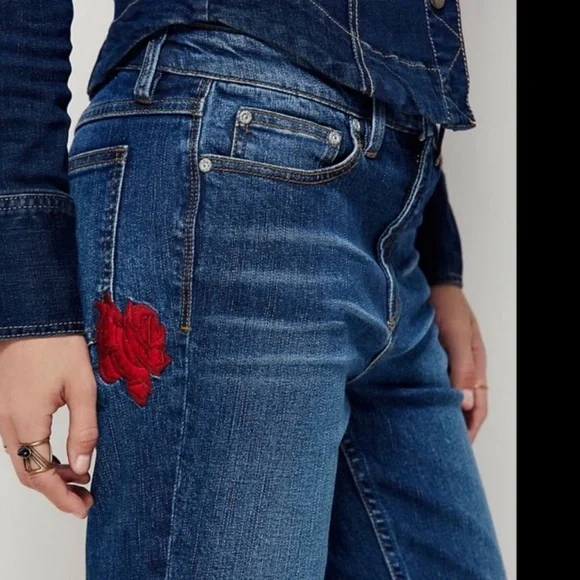 Free People Embroidered straight leg