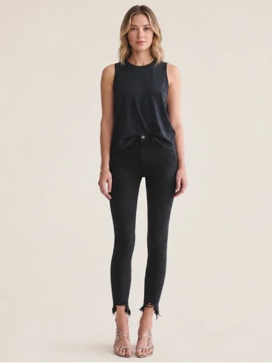 Agolde Sophie High Rise Skinny Crop Black Jeans