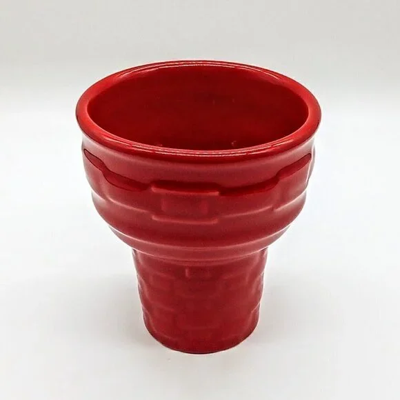 Longaberger Red Woven Traditions Ceramic Ice Cream Cone