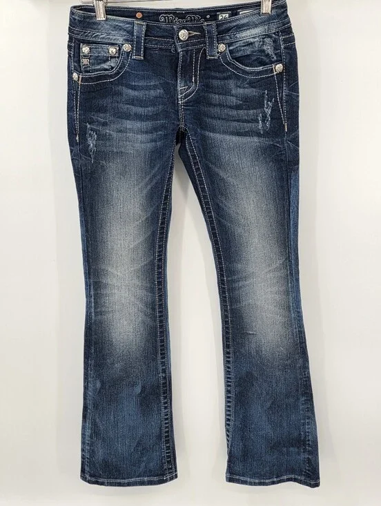 Miss Me Signature Rise Boot Bootcut Blingy Medium Wash Blue Size 26 Women's Y2K