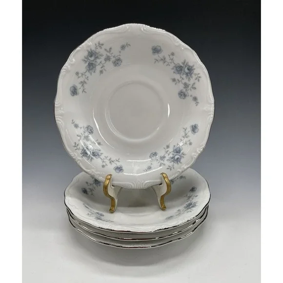 4 Johann Haviland Bavaria Germany Blue Garland Teacup Saucer‎ Plate 6