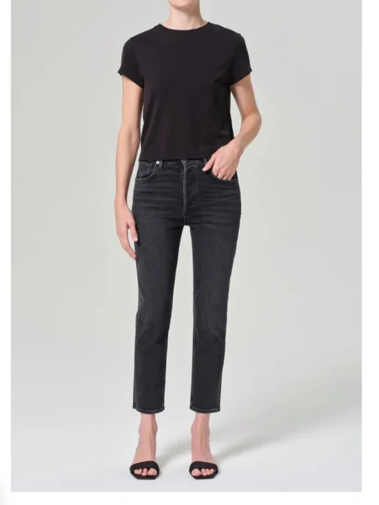 Agolde Riley Classic High Rise Slim Straight Crop (STRETCH) In Panoramic Size 28