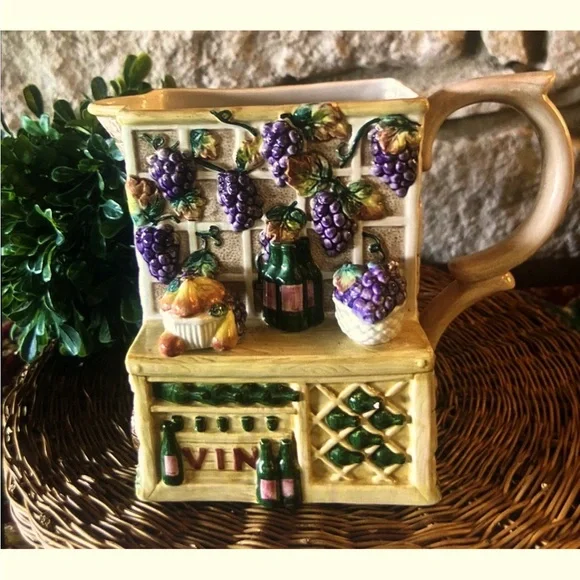 Fitz‎ And Floyd Napa Arbor Water Pitcher Discontinued Excellent 7.5