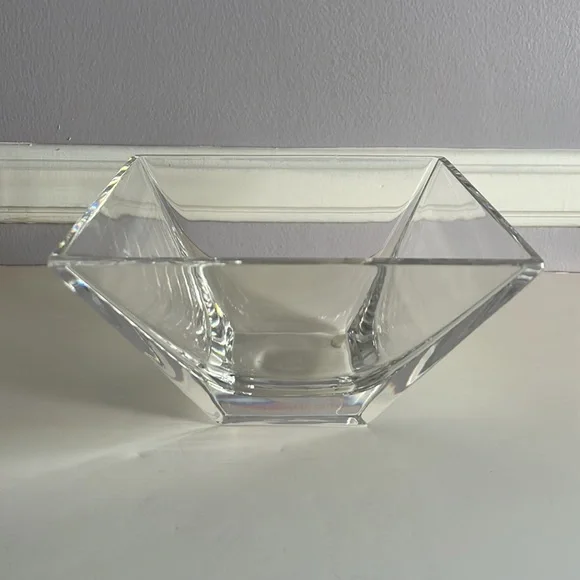Kristall Krisla Italy vintage clear crystal square bowl