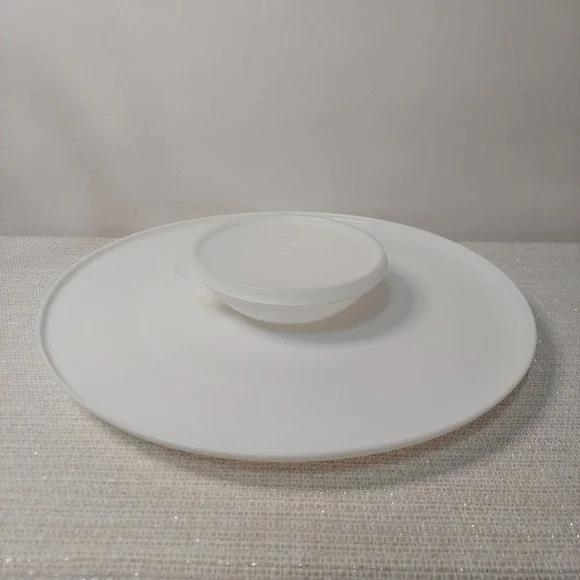 Vintage Tupperware Dip-N-Serve 1954 White Serving Tray Platter with Bowl, Lid‎