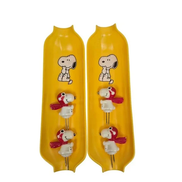 Peanuts Snoopy Corn on the Cob Holders Set Flying Ace Vintage 1958‎