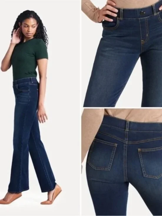 New Betabrand Dark Vintage Wash Bootcut 4 Pocket Yoga Denim Jeans Large Petite