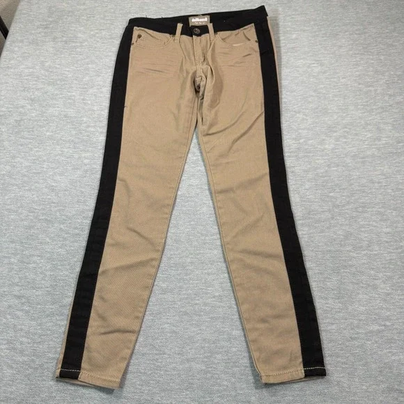Dollhouse Pants Women 9 Tan‎ Black Skinny Fit Contrast Side Stripe Stretch