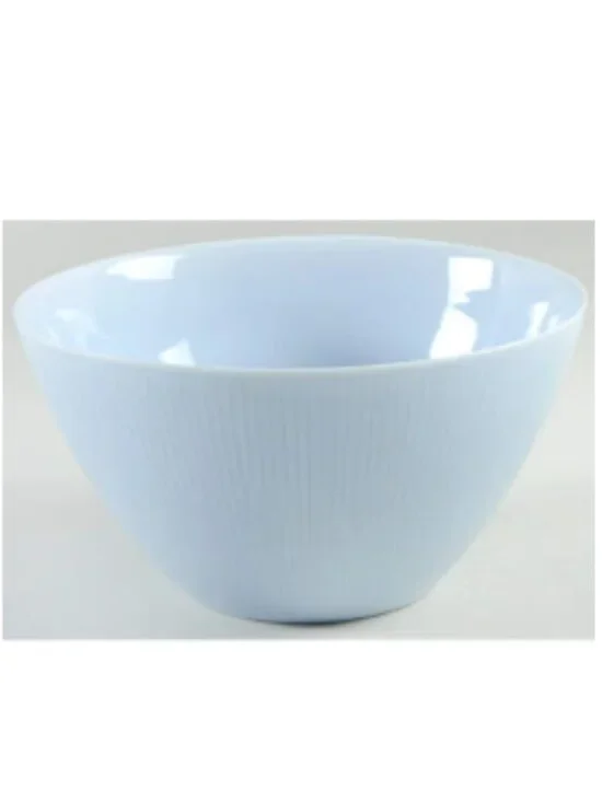 Vintage Crate & Barrel Horizon Blue Ribbed‎ Serving Bowl 9 Inch Blue Porcelain