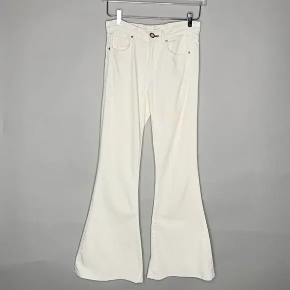 McGuire 24 Majorelle Mid Rise Flare Jeans Cream Denim Normcore Minimalist *flaw