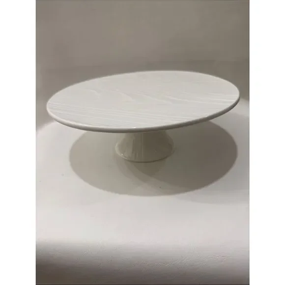 Roscher Classic White Textured Porcelain Ceramic Cake Pedestal Serving Platter