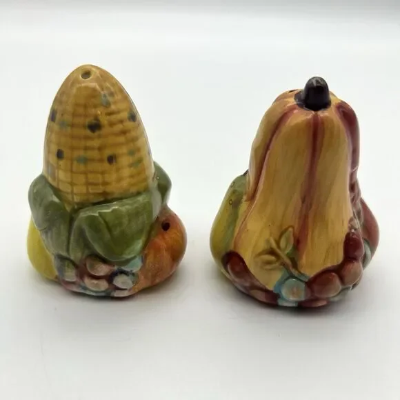 Fall Corn Squash Thanksgiving Salt and Pepper Shakers Vintage