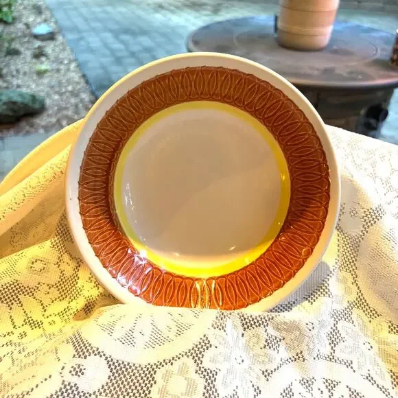 Vintage Homer Laughlin E50 N8 Morocco Soup Bowl MCM Brown/ Yellow Pattern