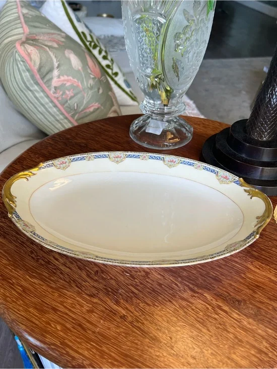 Elegant White and Gold Porcelain Serving Platter