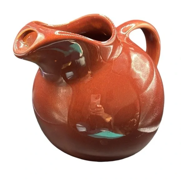 Vintage Pitcher Franciscan Tilt Ball 1930s Pottery Brown Farmhouse 48oz