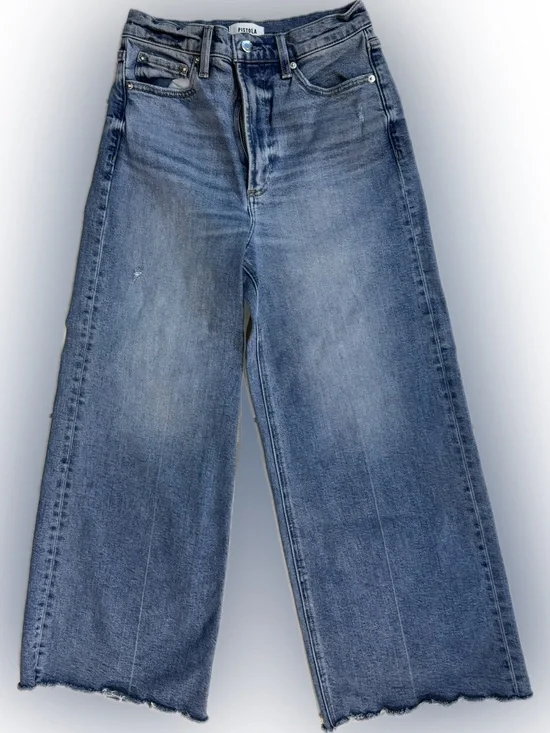 pistola Wide Leg Raw Hem Jeans - Blue Wash