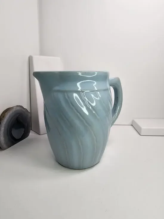 Vintage Light Blue Signed Pitcher