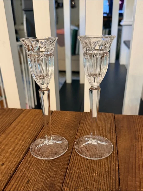Pair of Noritake Crystal Tall Candlesticks