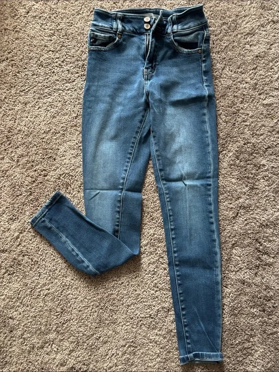 KanCan Mid-Rise Skinny Jeans in Medium Blue Wash