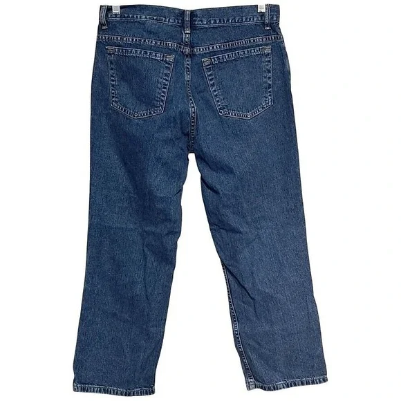 Classic Eddie Bauer Blue Denim Capri Pants Women Size 12 Straight Leg Mid Rise‎