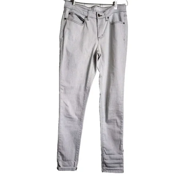 Eileen Fisher Off-White Denim Jeans Brown Stitching Size 8 EXCELLENT CONDITION
