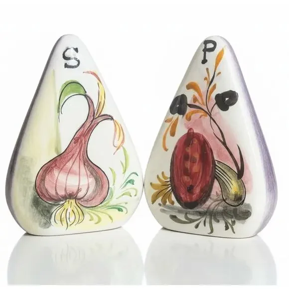 Vintage 50’s Italian Salt and Pepper Shakers Triangle Shaped 3.5