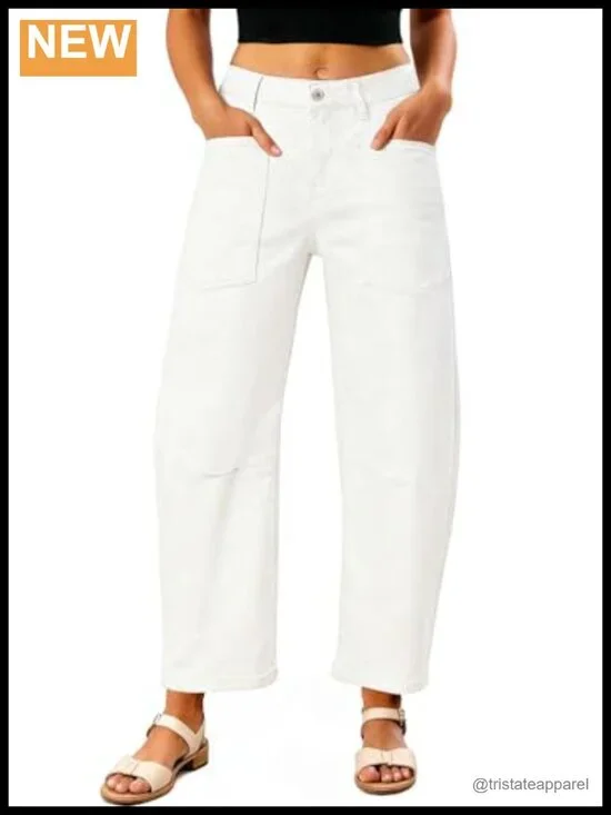 Baggy Barrel Jeans High Waisted Wide Leg Boyfriend Denim Ankle Pants