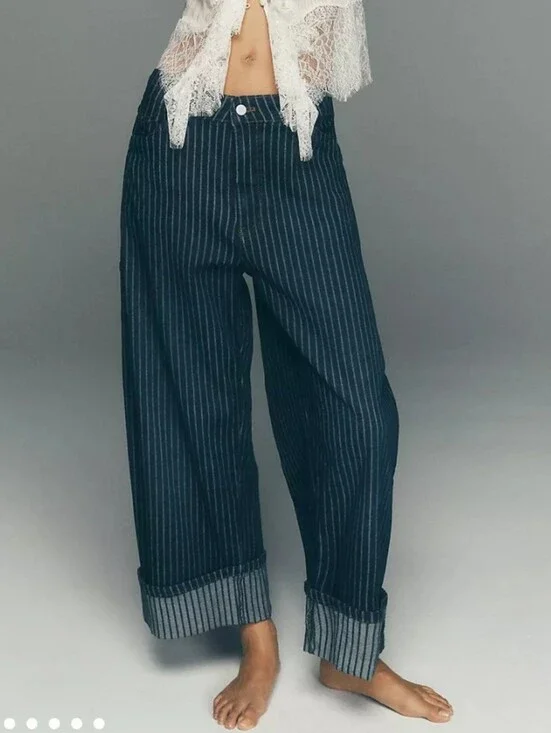 Pilcro By Anthro Kayden High-Rise Railroad Stripe Carpenter Barrel Jeans 27